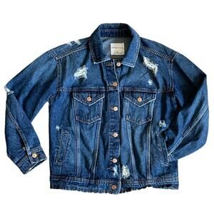 Celebrity Pink Distressed Boyfriend Jean Jacket Size XS Oversized